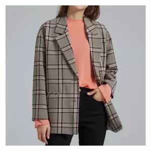 [미쏘]쉐도우 체크 싱글 자켓