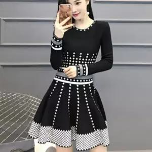 ONM 니트 원피스 롱원피스 봄 여성 쉬폰 미니 슬림