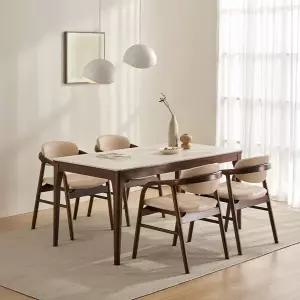 [삼익가구]더우디 포세린 통세라믹 4인용 와이드 원목 1600 식탁세트(의자4)