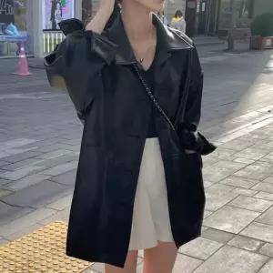 ONM 여성 재킷 오버핏 루즈 캐주얼 하프 레더 롱 자
