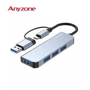 Anyzone ANY-HUB3 - 4포트 USB허브 3.0 C타입 A타입 무전원 슬림 실버 어댑터 별도