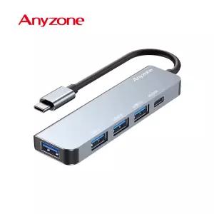 Anyzone ANY-HUB4 - 5포트 USB허브 3.0  C타입 A타입 무전원 슬림 실버 어댑터 별도