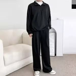 블레오 남성 봄 가을 트레이닝복 오버핏 맨투맨 와이드 밴딩 바지 세트