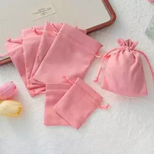묵주주머니 핑크 벨벳 포켓 백 드로스트링 선물용 쥬얼리 파우치 결혼 선물 목걸이 귀걸이 보석 보관 가방