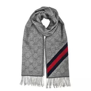 [구찌] 울 머플러 목도리 570603 3G200 1768 웹로고 그레이