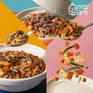 맛집공장 1팩으로 솥밥완성 든든솥밥소스 3종세트 곤약2+소고기2+전복2(팩당170g.2-3인분)