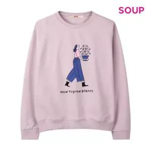 [SOUP](타임스퀘어점패션관)플랜트 자수 포인트 맨투맨 티셔츠 (S61TS15)