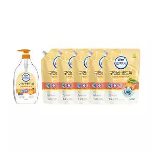 참그린 트루워시 구연산 오렌지 용기 1kg, 1개 + 오렌지 리필 1.2kg, 5개