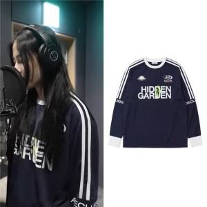 Newjeans Minji n SPADE CLUB SEOUL 긴팔 축구 탑 여성 패션 티셔츠  길이: 풀 시즌: 봄/여름