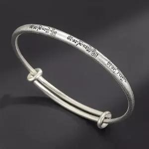 옴마니반메훔 순은 999 도금 무광 브러싱 뱅글 만트라 팔찌