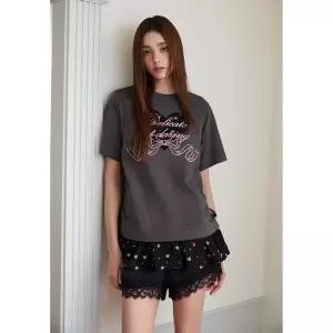 [에고이스트](강남점)[BL] 밑단 배색 러플 반팔 티셔츠 (ES2OTH02)