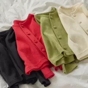 리틀티니 유아 아기 가디건 봄 간절기 에센셜 펀칭 가디건 신생아 돌 데일리 옷 레드 블랙