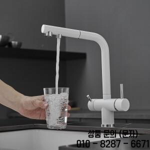 냉온수 겸용 주방 수전 3단계 정수 필터 풀다운식 싱크대 믹서 탭 황동