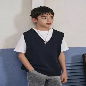 AAA3VK01NV 네이비 프레피 니트베스트