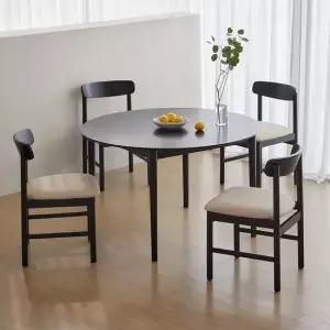 하이디 모노 알로 원형 1000 1200 4인 원목 테이블 식탁세트 의자4개)