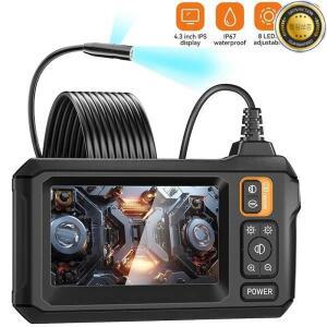 산업용 내시경 카메라 8mm HD1080P 4.3 인치 IPS 스크린 자동차 수리용 파이프 검사 IP67 방수 8 LED