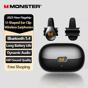 Monster MQT60 이어폰 무선 Bluetooth HIFI 사운드 HD 통화 헤드폰 클립 긴 배터리 수명 소음 감소 스포츠