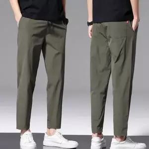 남성 여름 슬랙스 링클프리 냉감 아이스 남성 쿨링 팬츠 스판 속건성 탄력적 기능성 실크 방지 주름