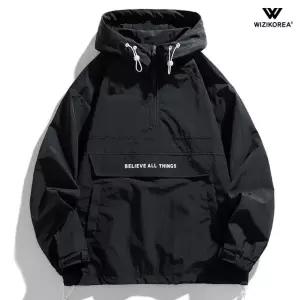 남성 아노락 오버핏 자켓 반집업 후드 바람막이 점퍼 봄 가을 등산복 WI242J