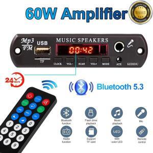 DC 12V 블루투스 5.3 MP3 WMA APE 디코더 보드 60W 증폭기 시계 시간 표시 6.5MM 마이크 잭 USB TF FM 라디