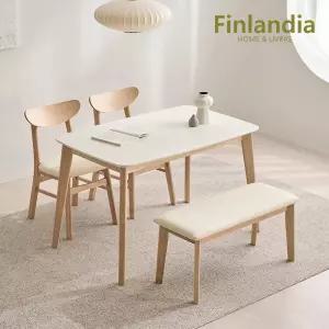 데니스 원목 4인식탁세트(의자2+벤치1)