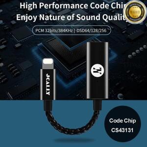 JCALLY 라이트닝-3.5mm 디지털 오디오 DAC 아이폰 IOS 헤드폰용 AMP C타입-3.5mm USB 안드로이드 PCM DSD25