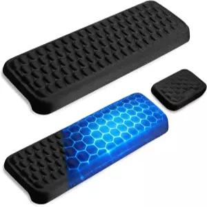 글로우프라이 L자형 메모리 폼 팔꿈치 패드 책상용 3피스 키보드 손목 받침대 장시간 작업 게임 공부를