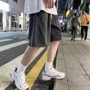 [라일리] Rly 남성 흑청 반바지 여름 허리밴딩 데님 숏팬츠 청바지