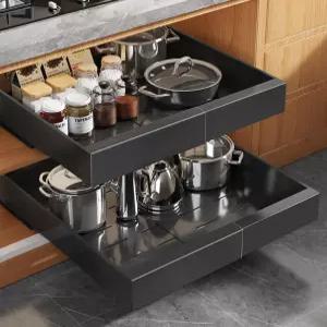 Seinloes 2팩 확장형 인출 캐비닛 정리함 16.5인치 깊이 프레임 팅 패드 포함 슬라이드 레일 3개 아웃 서랍