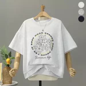 [모노시크] 헬리크 서클 플라워 반팔 맨투맨_MNTG631