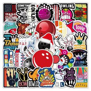 볼링 스티커 50장, 물병, 노트북 노트북용 비닐 스티커, 성인 청소년 여아 남아 학생용 (볼링)