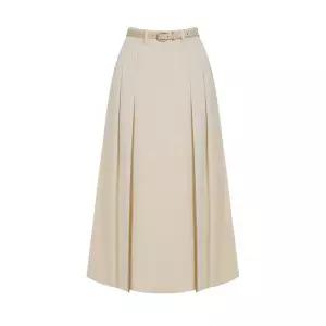 (택가 129000원)[티뷰] 페미닌벨티드핀턱플레어스커트_V6A-CSK029