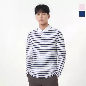 웨스트우드 남성 스트라이프 긴팔 폴로티_WO2MCTP443
