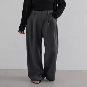 [제작] 모던핏 뒷밴딩 턱 와이드 슬랙스 87244 빅사이즈 여성의류