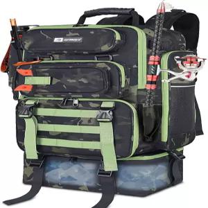 쿨러가 있는 아야마야 낚시 백팩 45L 태클 막대 홀더 및 단열 도시락 가방 4개의 박스 기어가 대형 야외