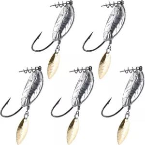 언더스핀이 달린 5팩 무게의 수영 미끼 후크 윌로우 스피너 블레이드가 핀 스프링 낚시 실버 골드