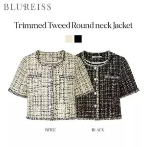 [블루레이스] 트리밍 트위드 라운드넥 자켓_B6M1JK1091