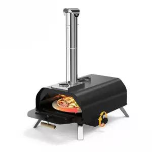 휴대용 야외 목재 펠릿 피자 오븐 다중 연료 수동 회전 스테인리스 스틸 굴뚝 화덕