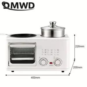 DMWD 4 in 가정용 전기 아침 식사 기계 토스터 프라이팬 미니 오븐 빵 피자 메이커 냄비 기선 끓는