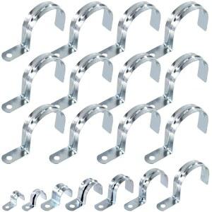 Swpeet 20Pcs 2-1/2 (63mm) 아연 도금 원 홀 EMT 파이프 스트랩 키트, U 브래킷 튜브 클램프 1 스냅 고정용 장력 클립