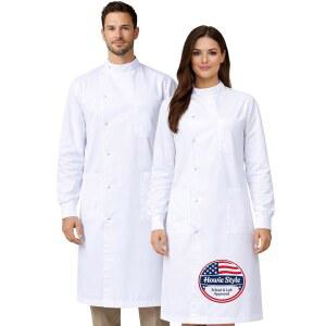 메종 블랑 메드 의류 하위 랩 코트, 유체 장벽 탄성 커프스 및 퀵 릴리스 스냅 - 하이넥 프론트, OEKO-TEX