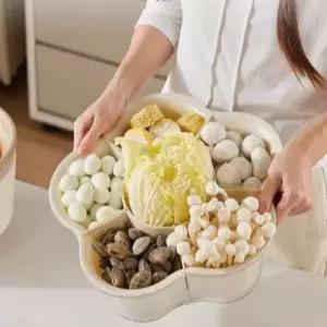 회전 접시 전골 샤브샤브 트레이 물빠짐 6그리드 야채통 나눔 훠거