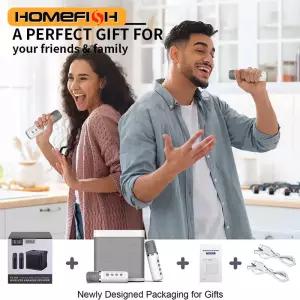 YS203 휴대용 블루투스 스피커 듀얼 마이크 무선 노래방 올인원 기기 야외 가족 파티