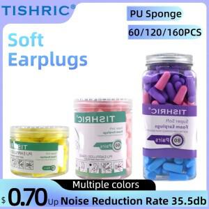 TISHRIC 귀마개 소프트 스폰지 소음 감소 수면 여행 35.5db 방음