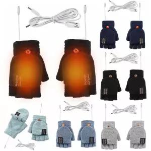 쌍 USB 5V 전기 가열 장갑 겨울 야외 순수 컬러 양면 터치 스크린