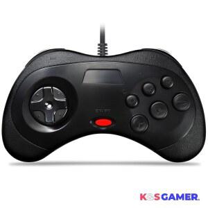 K&SGAMER 세가 새턴형 게임패드 USB 컨트롤러, Steam PC 호환 (블랙)