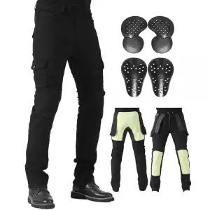 CTBQiTom 모토크로스 오토바이 더트 바이크 CE 장갑 라이딩 청바지 아라미드 안감이 있는 남성용 바지 블랙