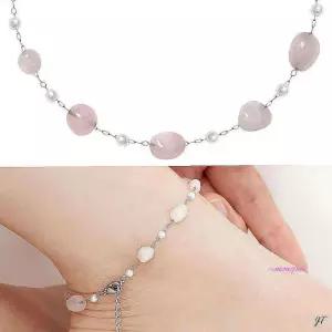 여성 써지컬발찌 실버 여자 쿼츠 체인 스틸 로즈 원석 서지컬 레이어드 패션 여름 데일리 기본 베이직 선물