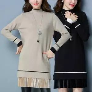 [SBD] 데일리룩 원피스 롱 여성 봄 니트 쉬폰