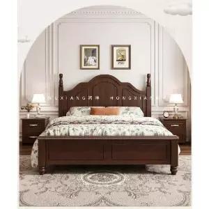 엔틱 침대프레임 원목 유럽풍 부부 침대 공주풍 웨딩 라탄